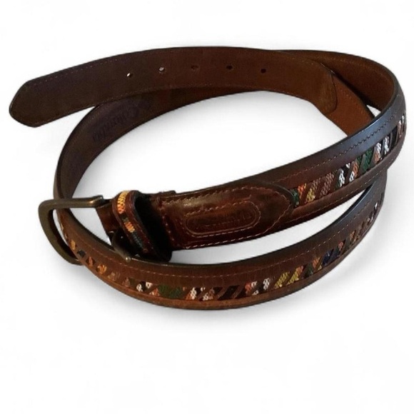 Columbia Baja Belt – Leather Canvas Aztec Southwest – Sz 42 - Picture 1 of 11
